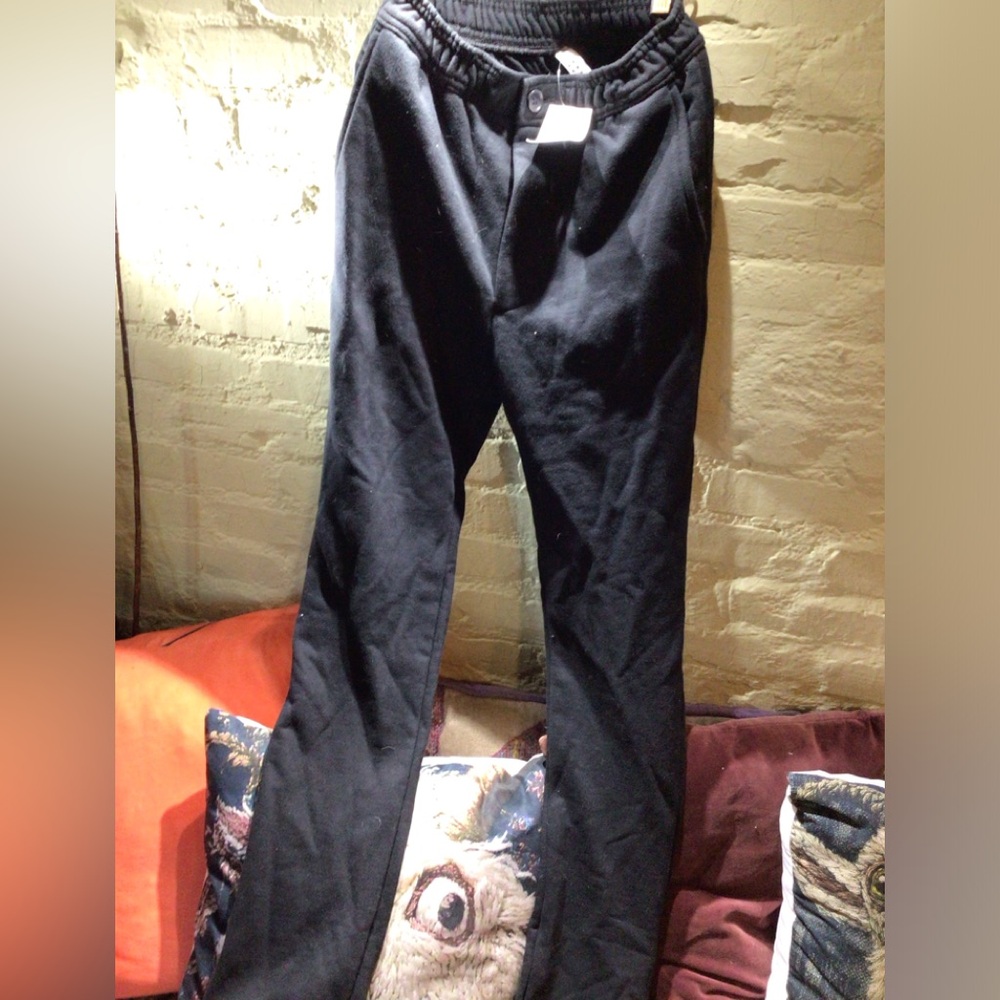 NEW! Rare American Apparel Black Elastic Waist Sweatpants with Button Detail